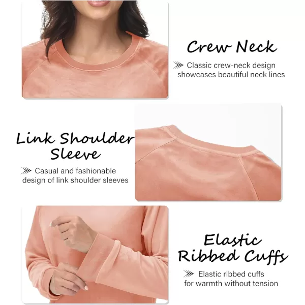 MAGCOMSEN Women's Velour Sweatshirts Crewneck Long Sleeve Casual Pullover Soft Warm Shirts Velvet Tops Winter Fall