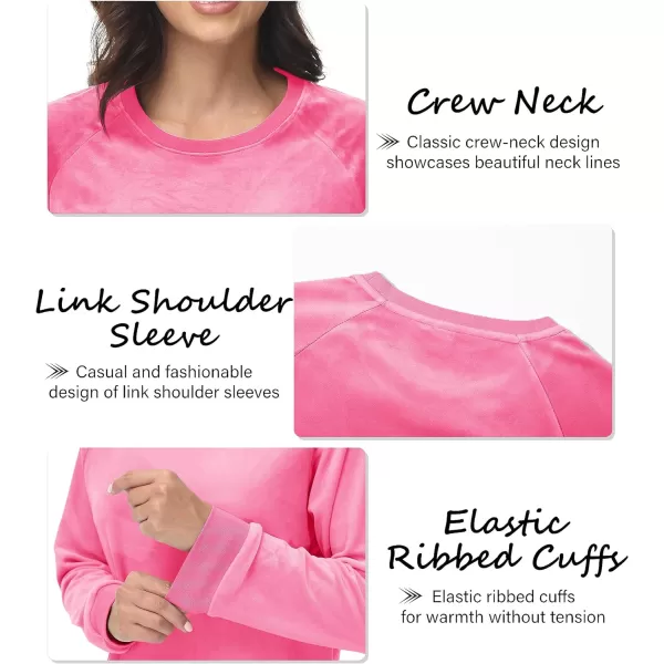 MAGCOMSEN Women's Velour Sweatshirts Crewneck Long Sleeve Casual Pullover Soft Warm Shirts Velvet Tops Winter Fall