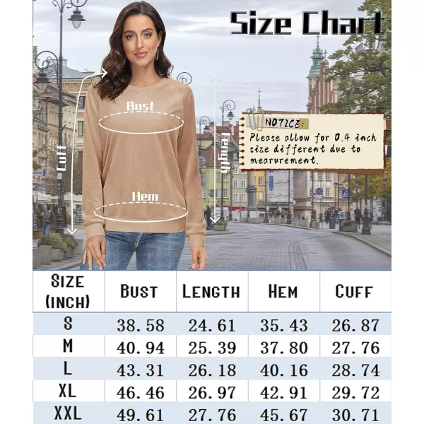 MAGCOMSEN Women's Velour Sweatshirts Crewneck Long Sleeve Casual Pullover Soft Warm Shirts Velvet Tops Winter Fall