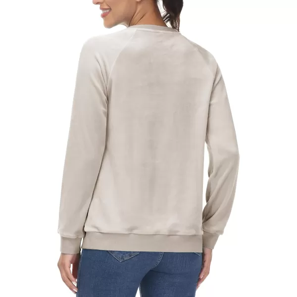 MAGCOMSEN Women's Velour Sweatshirts Crewneck Long Sleeve Casual Pullover Soft Warm Shirts Velvet Tops Winter Fall