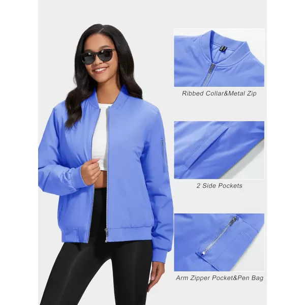 MAGCOMSEN Women's Winter Bomber Jacket Casual Basic Zip Up Padded Coats Water Resistant Long Sleeve Outwear with Pockets