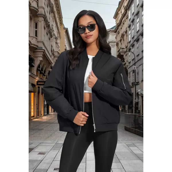 MAGCOMSEN Women's Winter Bomber Jacket Casual Basic Zip Up Padded Coats Water Resistant Long Sleeve Outwear with Pockets