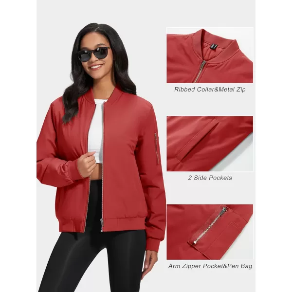 MAGCOMSEN Women's Winter Bomber Jacket Casual Basic Zip Up Padded Coats Water Resistant Long Sleeve Outwear with Pockets