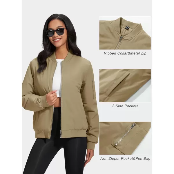 MAGCOMSEN Women's Winter Bomber Jacket Casual Basic Zip Up Padded Coats Water Resistant Long Sleeve Outwear with Pockets