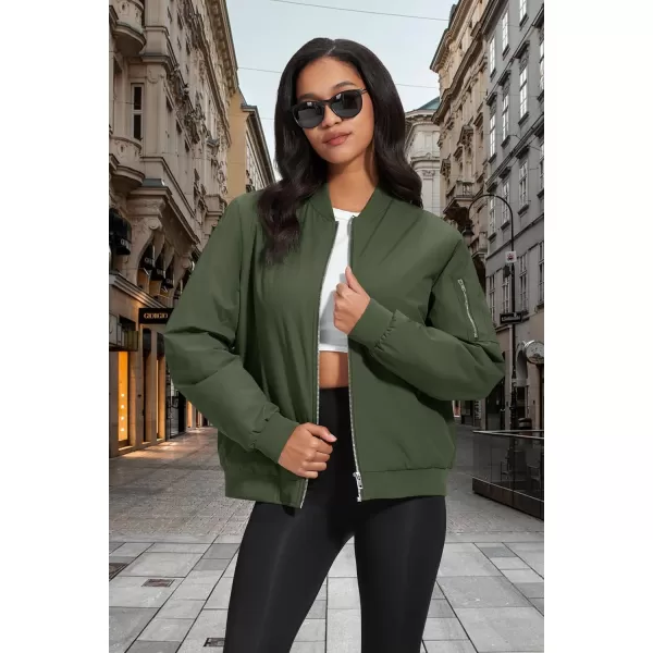 MAGCOMSEN Women's Winter Bomber Jacket Casual Basic Zip Up Padded Coats Water Resistant Long Sleeve Outwear with Pockets