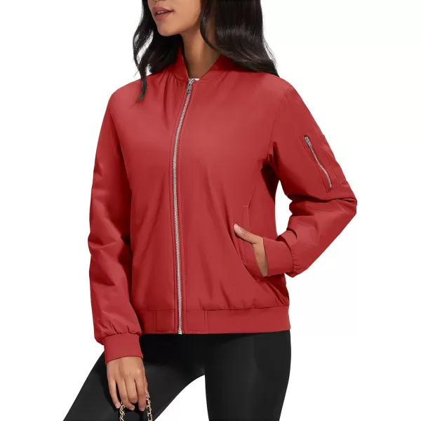 MAGCOMSEN Women's Winter Bomber Jacket Casual Basic Zip Up Padded Coats Water Resistant Long Sleeve Outwear with Pockets