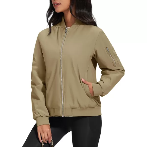 MAGCOMSEN Women's Winter Bomber Jacket Casual Basic Zip Up Padded Coats Water Resistant Long Sleeve Outwear with Pockets
