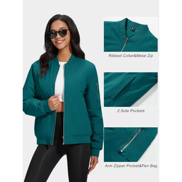 MAGCOMSEN Women's Winter Bomber Jacket Casual Basic Zip Up Padded Coats Water Resistant Long Sleeve Outwear with Pockets