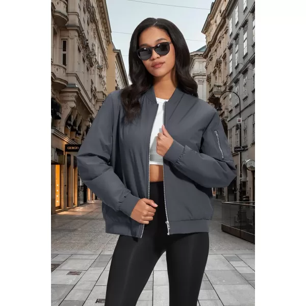 MAGCOMSEN Women's Winter Bomber Jacket Casual Basic Zip Up Padded Coats Water Resistant Long Sleeve Outwear with Pockets