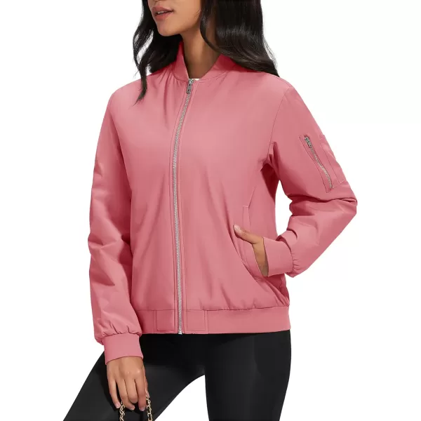 MAGCOMSEN Women's Winter Bomber Jacket Casual Basic Zip Up Padded Coats Water Resistant Long Sleeve Outwear with Pockets