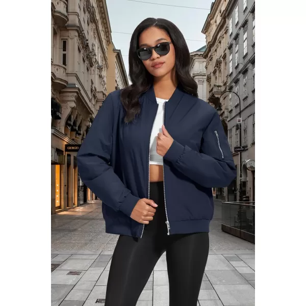 MAGCOMSEN Women's Winter Bomber Jacket Casual Basic Zip Up Padded Coats Water Resistant Long Sleeve Outwear with Pockets