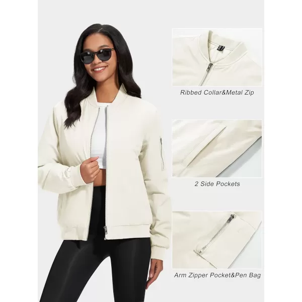 MAGCOMSEN Women's Winter Bomber Jacket Casual Basic Zip Up Padded Coats Water Resistant Long Sleeve Outwear with Pockets