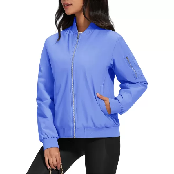 MAGCOMSEN Women's Winter Bomber Jacket Casual Basic Zip Up Padded Coats Water Resistant Long Sleeve Outwear with Pockets