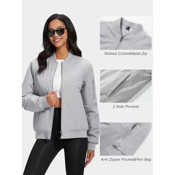 MAGCOMSEN Women's Winter Bomber Jacket Casual Basic Zip Up Padded Coats Water Resistant Long Sleeve Outwear with Pockets