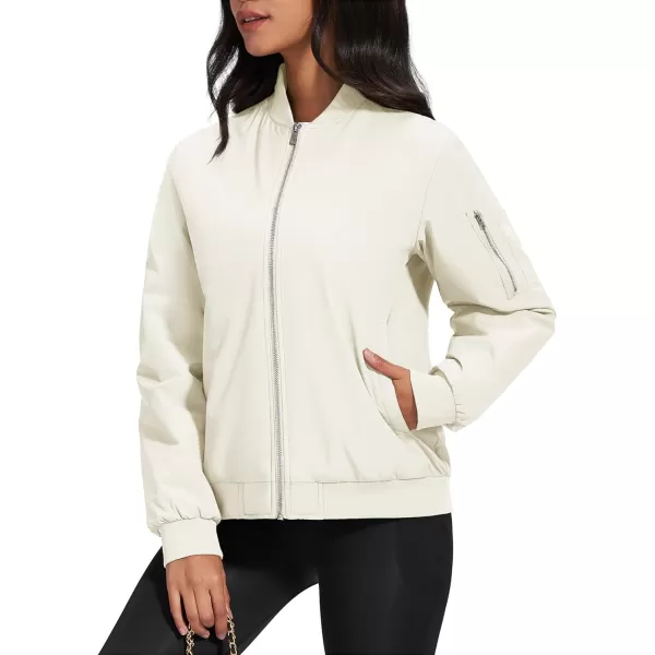 MAGCOMSEN Women's Winter Bomber Jacket Casual Basic Zip Up Padded Coats Water Resistant Long Sleeve Outwear with Pockets