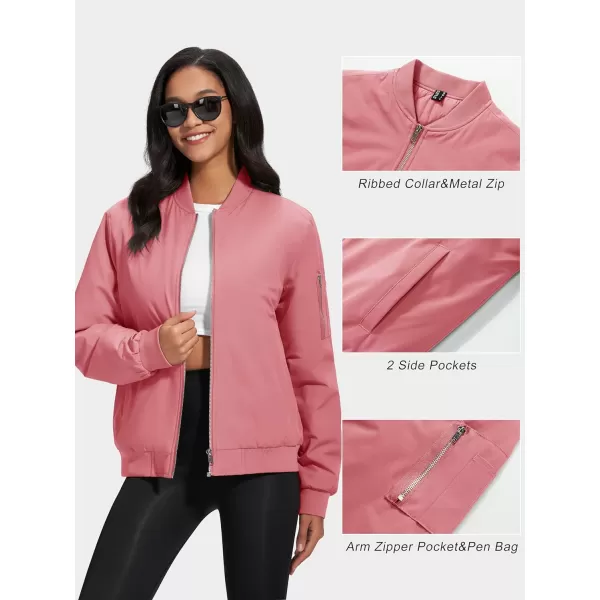MAGCOMSEN Women's Winter Bomber Jacket Casual Basic Zip Up Padded Coats Water Resistant Long Sleeve Outwear with Pockets