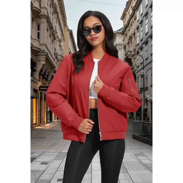 MAGCOMSEN Women's Winter Bomber Jacket Casual Basic Zip Up Padded Coats Water Resistant Long Sleeve Outwear with Pockets