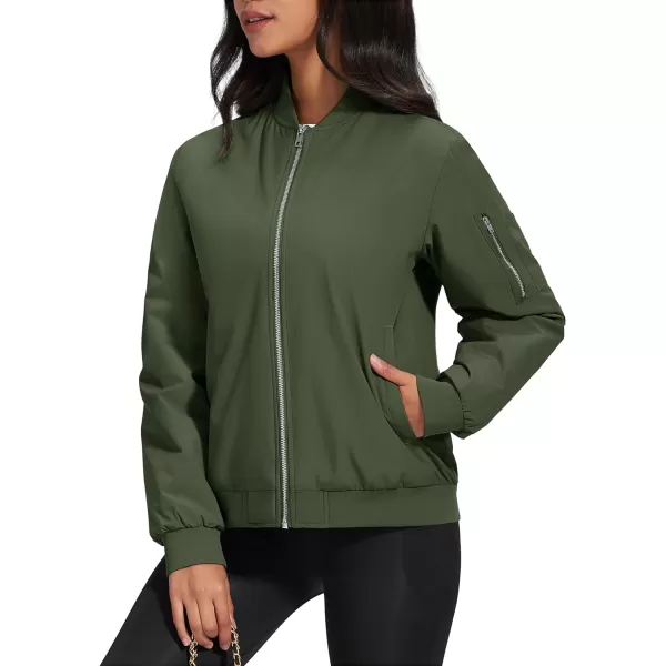 MAGCOMSEN Women's Winter Bomber Jacket Casual Basic Zip Up Padded Coats Water Resistant Long Sleeve Outwear with Pockets