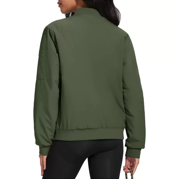 MAGCOMSEN Women's Winter Bomber Jacket Casual Basic Zip Up Padded Coats Water Resistant Long Sleeve Outwear with Pockets