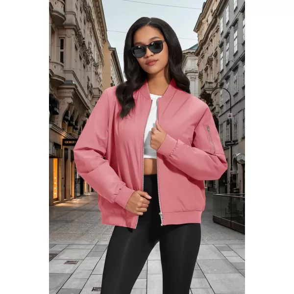 MAGCOMSEN Women's Winter Bomber Jacket Casual Basic Zip Up Padded Coats Water Resistant Long Sleeve Outwear with Pockets