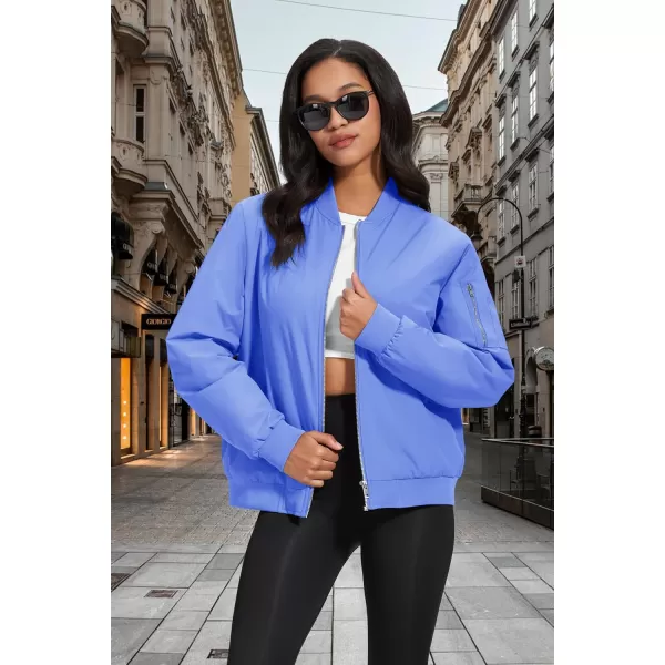 MAGCOMSEN Women's Winter Bomber Jacket Casual Basic Zip Up Padded Coats Water Resistant Long Sleeve Outwear with Pockets