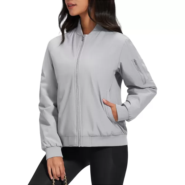 MAGCOMSEN Women's Winter Bomber Jacket Casual Basic Zip Up Padded Coats Water Resistant Long Sleeve Outwear with Pockets