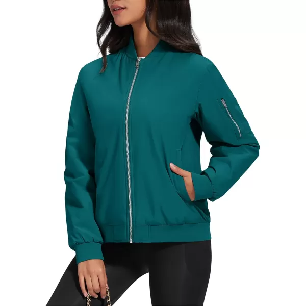 MAGCOMSEN Women's Winter Bomber Jacket Casual Basic Zip Up Padded Coats Water Resistant Long Sleeve Outwear with Pockets