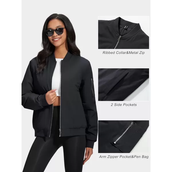 MAGCOMSEN Women's Winter Bomber Jacket Casual Basic Zip Up Padded Coats Water Resistant Long Sleeve Outwear with Pockets