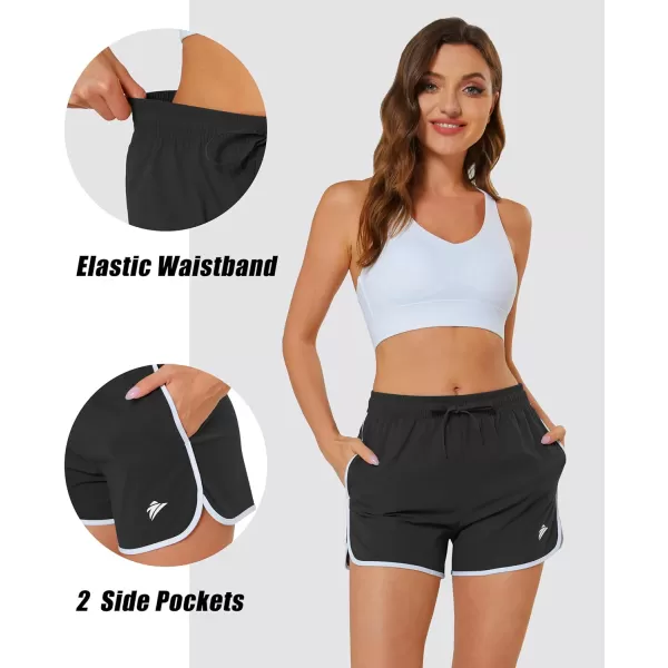 MAGOCOMSEN Women's Running Shorts Quick Dry Lightweight Athletic Workout Shorts with Pockets 3" Summer Outdoor Shorts