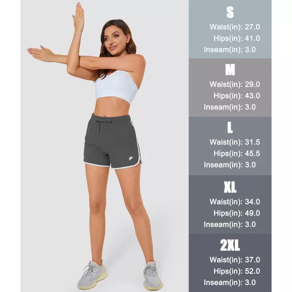 MAGOCOMSEN Women's Running Shorts Quick Dry Lightweight Athletic Workout Shorts with Pockets 3" Summer Outdoor Shorts