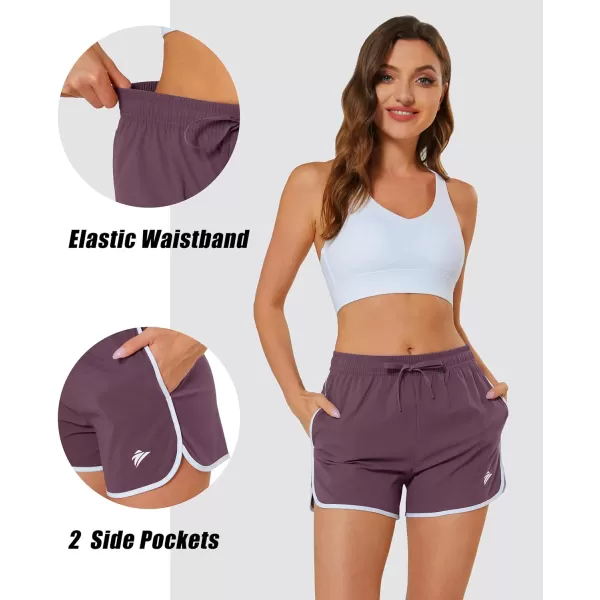 MAGOCOMSEN Women's Running Shorts Quick Dry Lightweight Athletic Workout Shorts with Pockets 3" Summer Outdoor Shorts