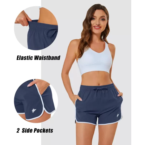 MAGOCOMSEN Women's Running Shorts Quick Dry Lightweight Athletic Workout Shorts with Pockets 3" Summer Outdoor Shorts