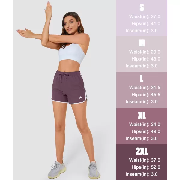 MAGOCOMSEN Women's Running Shorts Quick Dry Lightweight Athletic Workout Shorts with Pockets 3" Summer Outdoor Shorts