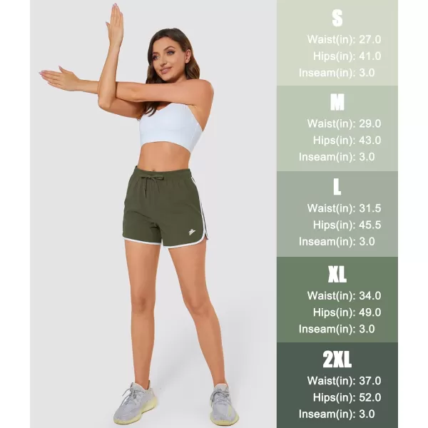 MAGOCOMSEN Women's Running Shorts Quick Dry Lightweight Athletic Workout Shorts with Pockets 3" Summer Outdoor Shorts