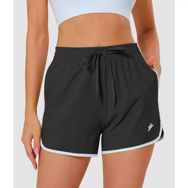 MAGOCOMSEN Women's Running Shorts Quick Dry Lightweight Athletic Workout Shorts with Pockets 3" Summer Outdoor Shorts