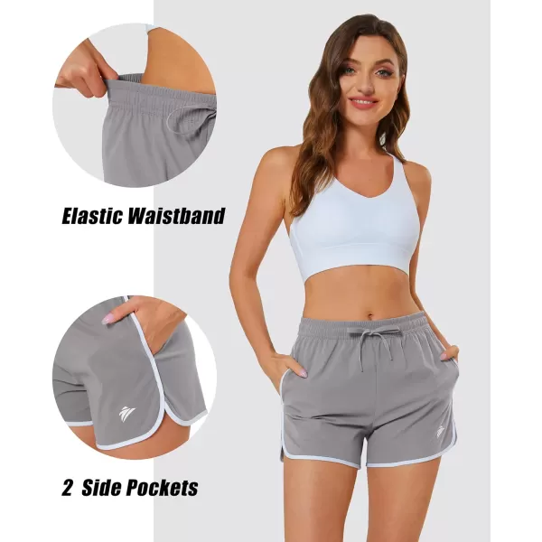 MAGOCOMSEN Women's Running Shorts Quick Dry Lightweight Athletic Workout Shorts with Pockets 3" Summer Outdoor Shorts