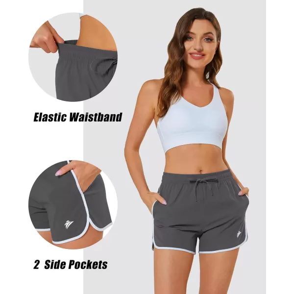 MAGOCOMSEN Women's Running Shorts Quick Dry Lightweight Athletic Workout Shorts with Pockets 3" Summer Outdoor Shorts