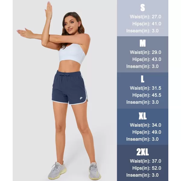 MAGOCOMSEN Women's Running Shorts Quick Dry Lightweight Athletic Workout Shorts with Pockets 3" Summer Outdoor Shorts