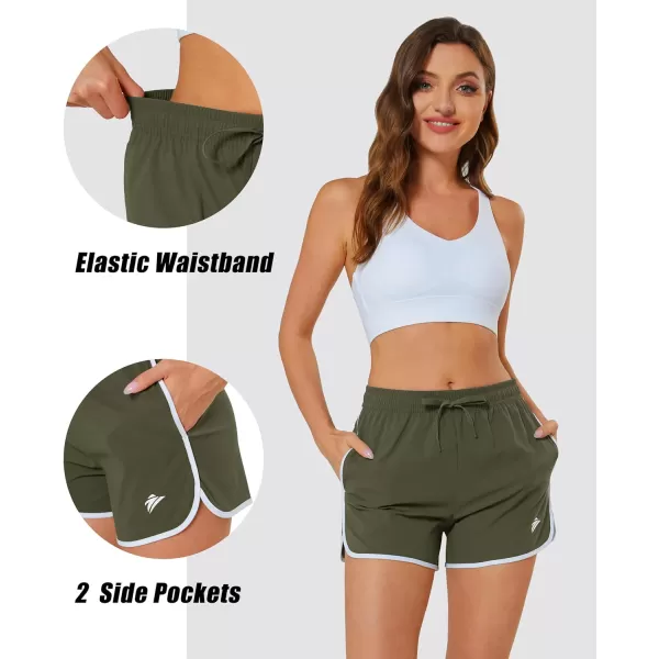 MAGOCOMSEN Women's Running Shorts Quick Dry Lightweight Athletic Workout Shorts with Pockets 3" Summer Outdoor Shorts