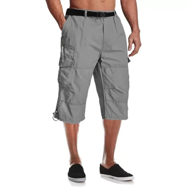 MAGCOMSEN Men's Capri Pants Twill Elastic Below Knee Cargo Shorts 3/4 Capri Long Shorts with 7 Pockets