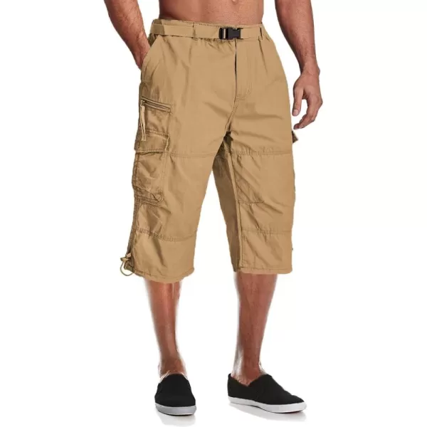 MAGCOMSEN Men's Capri Pants Twill Elastic Below Knee Cargo Shorts 3/4 Capri Long Shorts with 7 Pockets