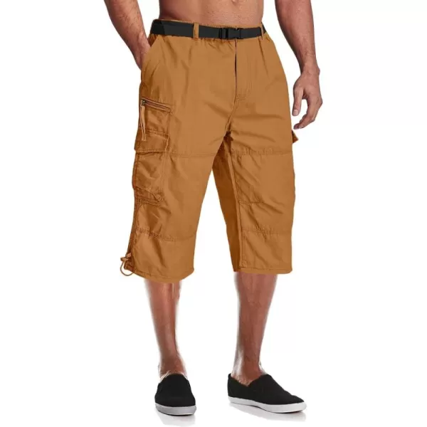 MAGCOMSEN Men's Capri Pants Twill Elastic Below Knee Cargo Shorts 3/4 Capri Long Shorts with 7 Pockets