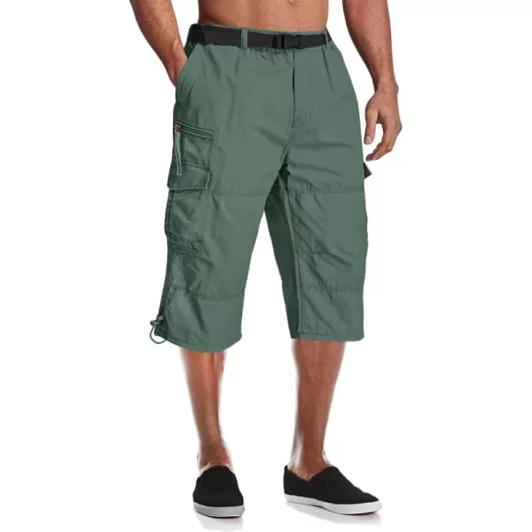MAGCOMSEN Men's Capri Pants Twill Elastic Below Knee Cargo Shorts 3/4 Capri Long Shorts with 7 Pockets