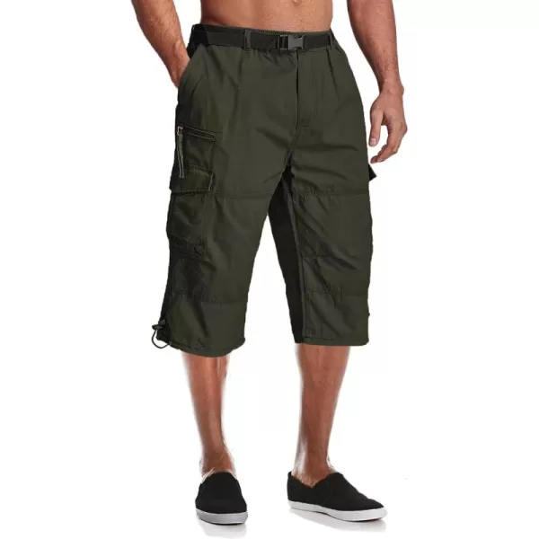 MAGCOMSEN Men's Capri Pants Twill Elastic Below Knee Cargo Shorts 3/4 Capri Long Shorts with 7 Pockets