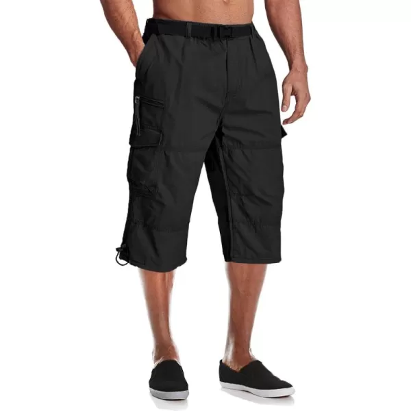 MAGCOMSEN Men's Capri Pants Twill Elastic Below Knee Cargo Shorts 3/4 Capri Long Shorts with 7 Pockets