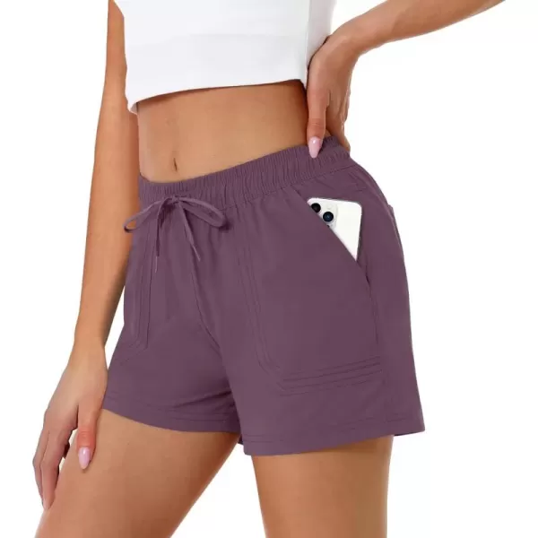 MAGCOMSEN Women's 5" Hiking Athletic Shorts 4 Pockets Quick Dry Outdoor Summer Running Yoga Workout Gym Shorts