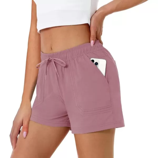 MAGCOMSEN Women's 5" Hiking Athletic Shorts 4 Pockets Quick Dry Outdoor Summer Running Yoga Workout Gym Shorts