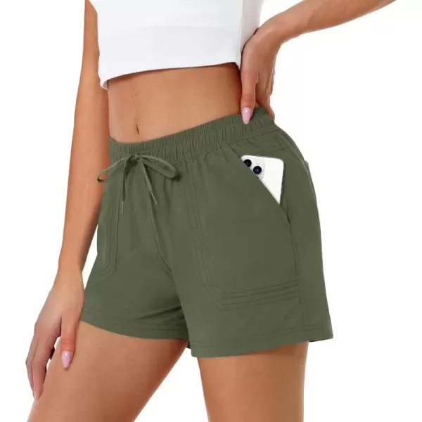 MAGCOMSEN Women's 5" Hiking Athletic Shorts 4 Pockets Quick Dry Outdoor Summer Running Yoga Workout Gym Shorts