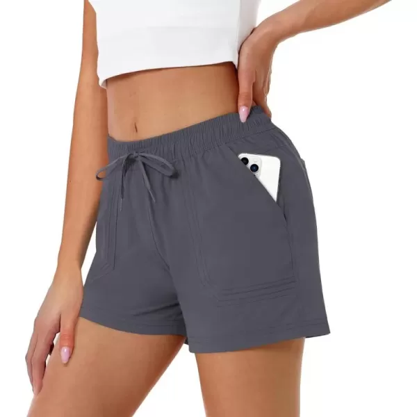 MAGCOMSEN Women's 5" Hiking Athletic Shorts 4 Pockets Quick Dry Outdoor Summer Running Yoga Workout Gym Shorts