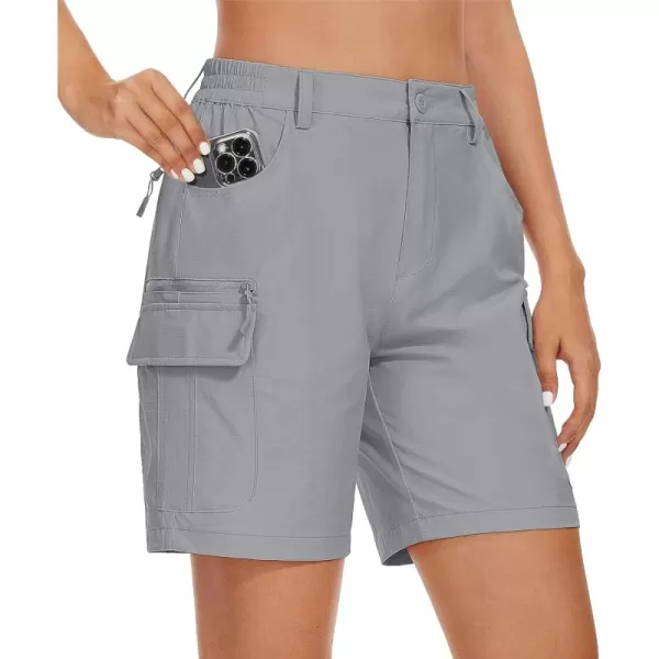 MAGCOMSEN Women's 7" Golf Shorts 6 Pockets Quick Dry Hiking Cargo Shorts Lightweight Water Resistant Summer Outdoor Shorts